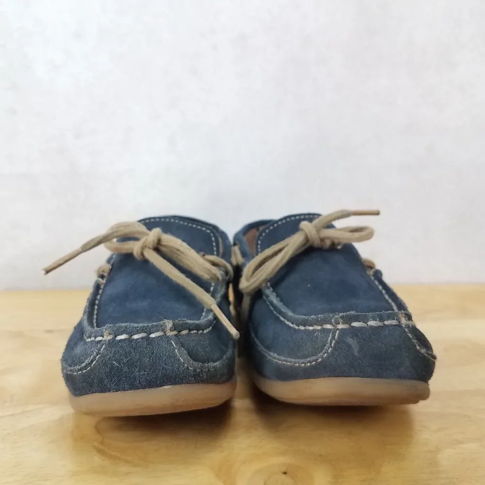 Florsheim Boat Shoe Jasper Tie Jr. Suede Genuine Leather Navy Blue Boys 1.5